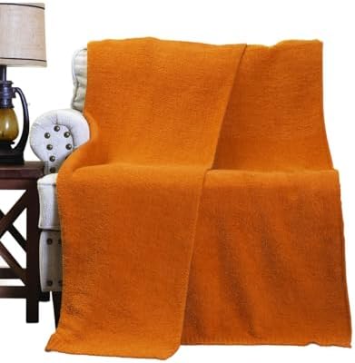 Carstens, Inc. Luxury Soft Stretchy Reversible Plush Throw Blanket, Large 50" x 60", Marigold Rush