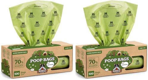 Pogi's Poop Bags – Large, Leak-Proof Dog Waste Bags for Yard or Home Use, Unscented (Single Roll, 500-Count) (Pack of 2)