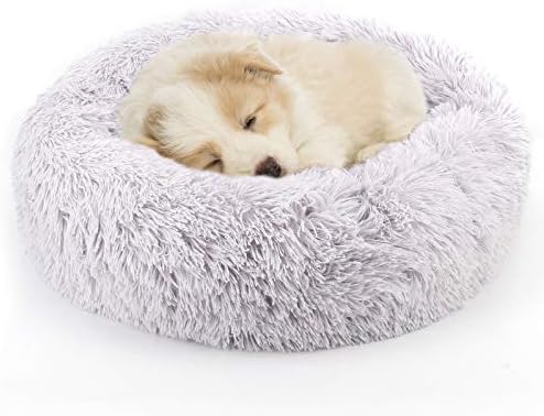 NOYAL Donut Dog Bed for Small Medium Pets, Plush Calming Faux Fur