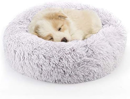 NOYAL Donut Dog Bed for Small Medium Pets, Plush Calming Faux Fur