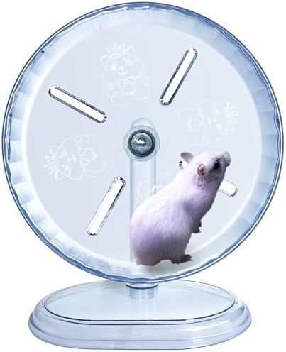 lazYYzal Silent Hamster Wheel, Super-Silent Hamster Exercise Wheels Accessories, Quiet Running Wheels, Adjustable Stand for Hamsters Mice Or Other Small Animals (White, Ф 8.3 inch)