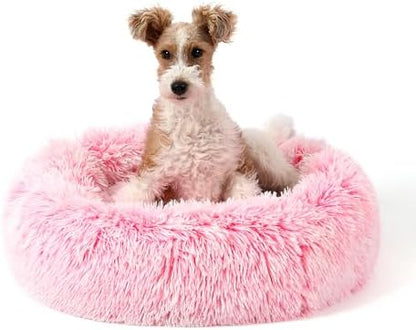 NOYAL Donut Dog Bed for Small Medium Pets, Plush Calming Faux Fur