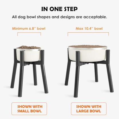 Adjustable Raised Dog Bowl Stand for 7-10.6" Diameter Food & Water Bowls - 11" Tall Elevated Feeder for Improved Comfort & Posture (Bowl Not Included)