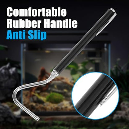 AQUANEAT Reptile Snake Hook, 26inch Extendable Stainless Steel Snake Stick with Non-Slip Handle