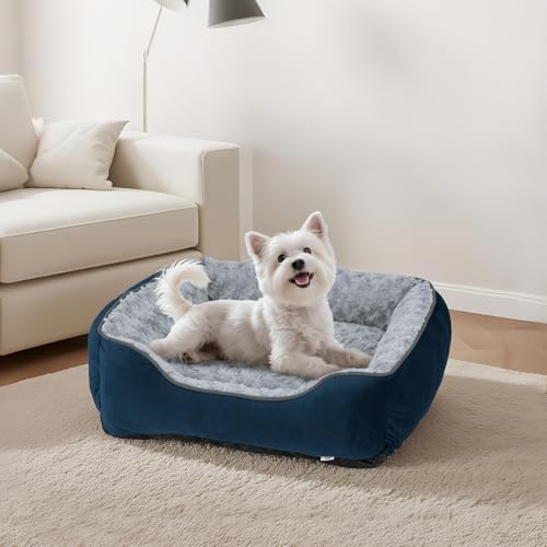 JOEJOY Rectangle Dog Bed for Large Medium Small Dogs Machine Washable Sleeping Dog Sofa Bed Non-Slip Bottom Breathable Soft Puppy Bed Durable Orthopedic Calming Pet Cuddler, Multiple Size, Navy Blue