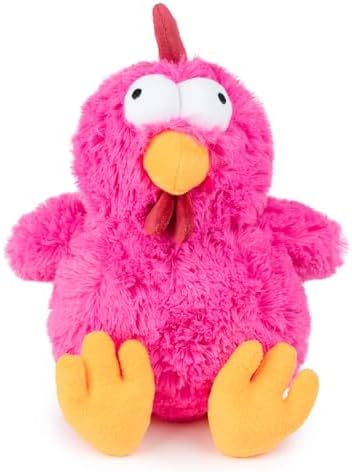 Best Pet Supplies Squeaky Plush Dog Toy - Mrs. Cluck, Fuchsia