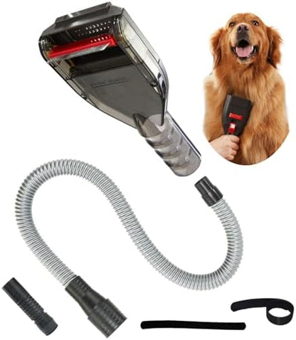 Dog Brush Vacuum Attachment with 1"-1.75" Universal Adapters for Vacuum Cleaners, Pet Hair Shedding Grooming Tool Kit with Long Extension Hose