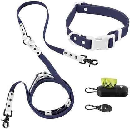 WLK1006J-5SET Luna Large 8FT Adjustable 6-in-1 Waterproof Hands-Free Leash and Collar with LED Flashlight, Bag Dispenser, and Poop Bag Holder, Highball