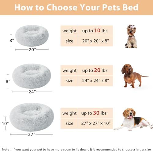 WNPETHOME Small Round Calming Dog Bed Cat Bed for Comfy Sleep