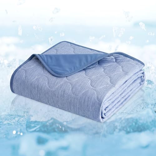 Cozy Bliss Deluxe Leakproof Cooling Blanket for Dogs Q-Max 0.5, Sofa Topper & Couch Protector for Pet, Soft & Durable Washable Pet Cooling Mat for Hot Weather, Haze Blue, 30"x70"