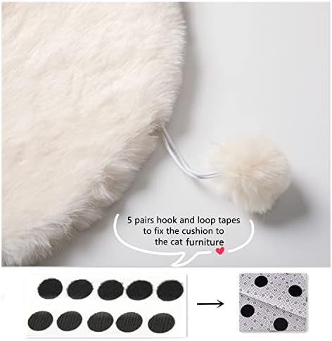 SHENGOCASE 2-Pack 16" Round Faux Rabbit Fur Cat Dog Bed Cushion Pad Mat, Cat Tree Tower Replacement Cushion Pad for Window Perch Carrier House Cage Crate Kennel Furniture
