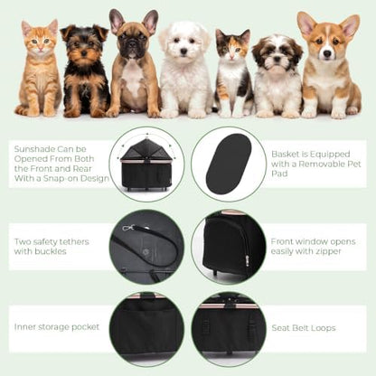 Double Pet Stroller with Detachable Carriers,Ideal for 2 Dogs or Cats,Double Dog Stroller with Small/Medium Pets,Black