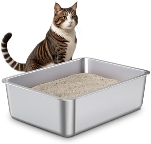 Stainless Steel Litter Box,Metal Cat Litter Box,Medium Cat Litterbox