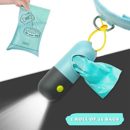 YUCHIYA Dog Poop Bag Holder Dispenser with LED Flashlight(Crystal Blue)