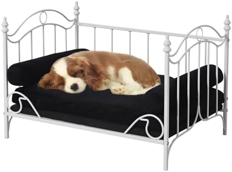 Pet Sofa Bed, Cat Bed,Dog Bed,Cat Couch,Pet Couch,Metal Frame and Detached Velvet Cushion，Cool Dog Couch for Small Cats &Dogs&Puppy Summer Using (White)
