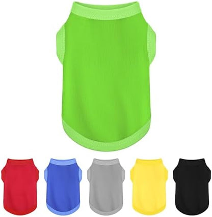 Elevate Your Dog's Fashion Quotient with Colorful and Breathable Sleeveless Cotton Shirts! Perfect Pet Apparel for Small to Medium Dogs Green L
