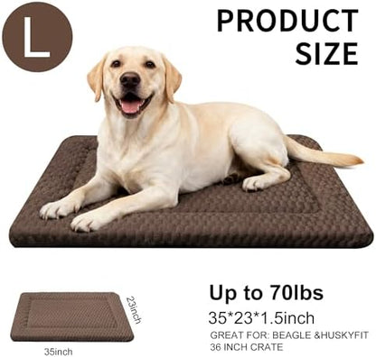 Dog Bed Mat - Dog Crate Pad - Reversible Mat for Pet Comfort - Soft Bed Crate Pads for All Seasons - Durable, Machine Washable Mat for Crates, Travel, and Home (Dark Brown, 35" L*23" W*1.5" Th)