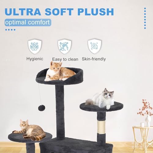 FDW | 62" Cat Tree Tower | Dark Gray | Multi-Level Indoor Activity Center