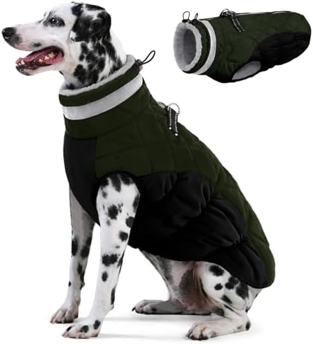 AOFITEE Dog Jacket for Large Dogs Warm Dog Winter Coats with Harness