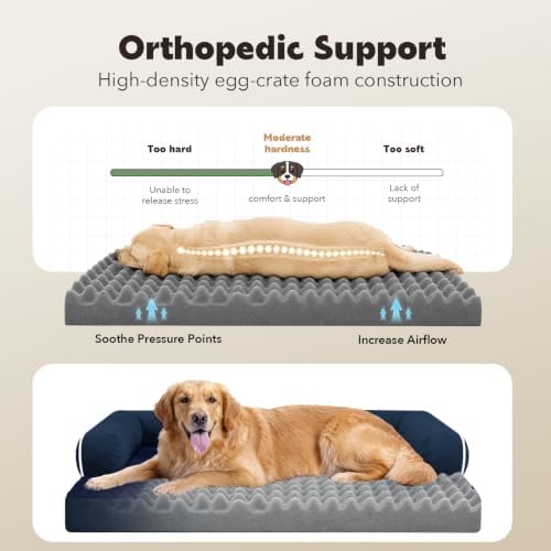 MEKIY Orthopedic Waterproof Dog Bed Pet Couch with Bolster for Medium Dogs