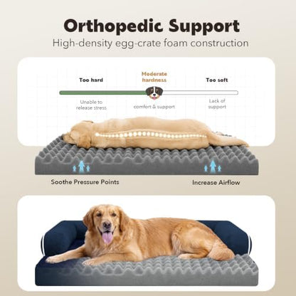 MEKIY Orthopedic Waterproof Dog Bed Pet Couch with Bolster for Medium Dogs