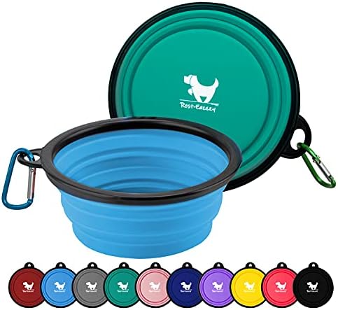 Rest-Eazzzy Collapsible Dog Bowls, 2 Pack Sturdy Portable Dog Water Bowls