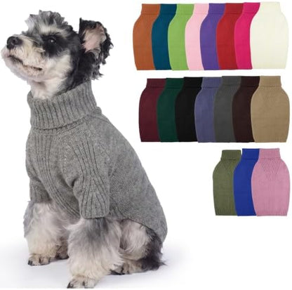Turtleneck Dog Sweater,Thermal Knitted Sweater for Small Dogs Girl Boy, M