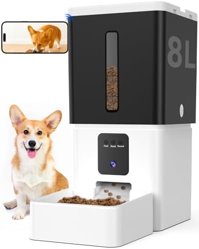 UTCG Automatic Dog Feeder with Camera: 8L/33 Cups 5G WiFi