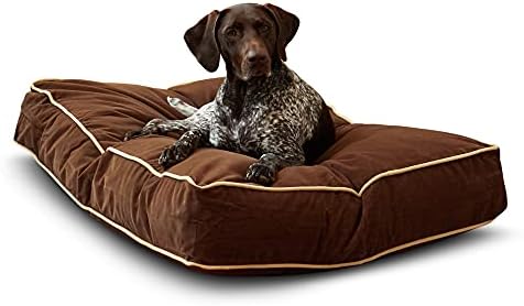 South Pine Porch Buddy Reversible Rectangle Pillow Style Microfiber Dog Bed with Removable, Machine-Washable Cover, Cocoa, Medium (42 in. x 30 in.)