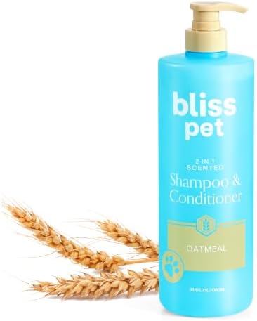 Bliss Pet Oatmeal Dog Shampoo Conditioner and Detangler, 33.8 Fl Oz