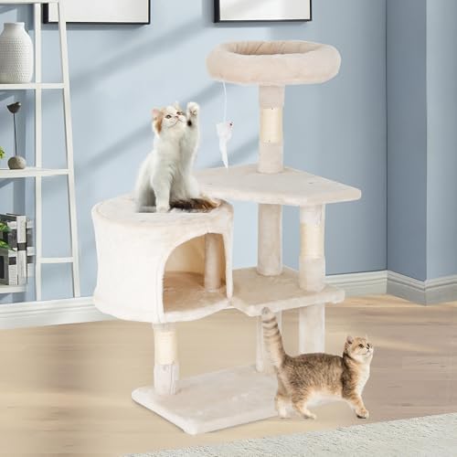 FDW | 36" Cat Tree Tower | Beige | Multi-Level Indoor Activity Center