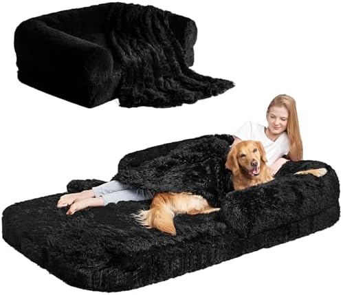 EHEYCIGA Orthopedic Foldable Human Dog Bed - 72x44x11, Black