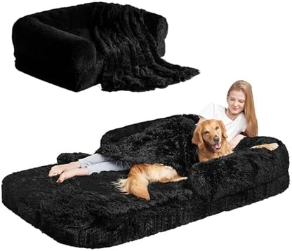 EHEYCIGA Orthopedic Foldable Human Dog Bed - 72x44x11, Black