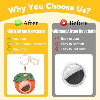 Leather Keychain Holder Case for AirTag, Cute Protective Cover for Apple Airtag KeyChain, GPS Tracker Item Finder