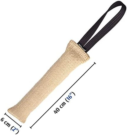 Dingo Gear Tug Toy for Dog Training Agility Tug of War, Jute Dog Bumper with one Handle, Dog Bite Pillow for Aggressive Chewers, 16" S00147