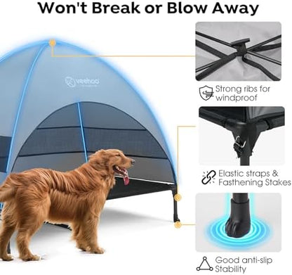 Veehoo Outdoor Dog Bed with Canopy, Cooling Elevated Dog Shade for Outside