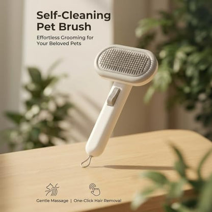 Self Cleaning Cat Brush for Shedding for Long & Short Haired Cats