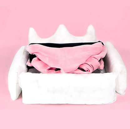 Cute Crown Pet Princess Beds for Small Dogs Luxurious Crown Dog Priness Beds Winter Warm Puppy Cat Sofa Bed Shih Tzu Yorkies Kennels Removable Mascotas Supplies (Pink Crown, S Below 4.0kg)