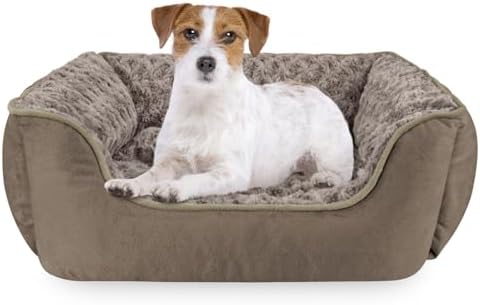 JOEJOY Rectangle Dog Bed for Large Medium Small Dogs Machine Washable Sleeping Dog Sofa Bed Non-Slip Bottom Breathable Soft Puppy Bed Durable Orthopedic Calming Pet Cuddler, Multiple Size, Dark Brown