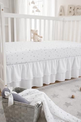 American Baby Company 100% Cotton Muslin Swaddle Blanket (47" x 47"), Soft, Breathable & Lightweight, Gray Stars/Moon, for Boys and Girls, Perfect for Swaddling, Travel and Gifting