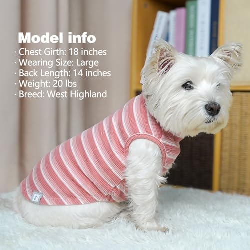 KYEESE 2Pack Waffle Dog Shirt for Small Dogs Striped Dog Sweater Tank Top