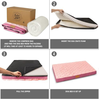 Patas Lague Orthopedic Dog Bed Washable Pet Crate Mat 30''X20'' Pink