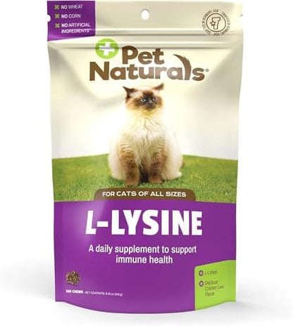 Pet Naturals Lysine Soft Chews, Immune and Respiratory Support for Cats, No Wheat or Corn, Vet Formulated, Value Size, Chicken, 160 Count