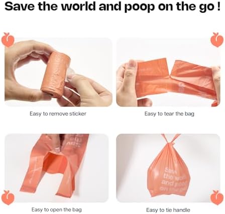 Deo Doo Dog Poop Bags with Handles, 720 Bags, 2 Dispensers, Peach Scented