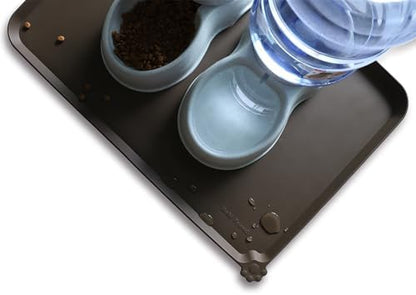 Hoki Found Large Silicone Pet Food Mats Tray - Non Slip Pet Dog Cat Bowl Mats Placemat - Dog Pet Cat Feeding Mat - Waterproof Dog Cat Food Mats -Pet Water Mats for Floors - Coffee