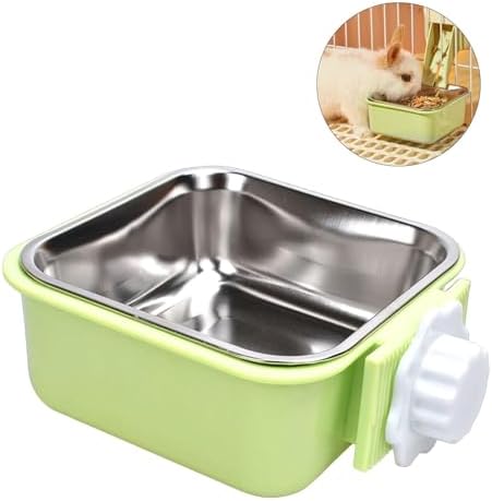 Pet Hanging Bowl for Crates, 2 in 1 Small Dog Bowl Puppy Removable Stainless Rabbit Cat Feeder Food Water Bowls for Puppy Cat Bird Rabbit Hamster Guinea Pig Ferret Small Animals