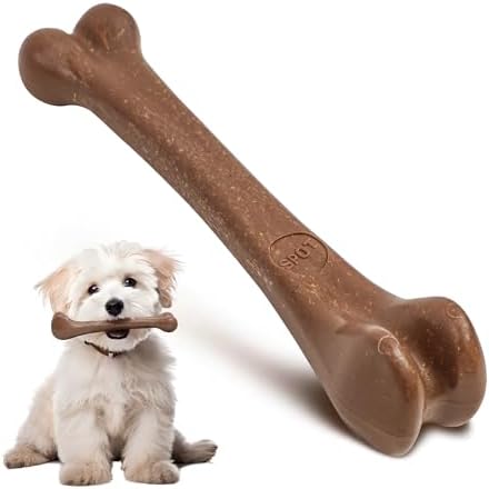 SPOT Bam-Bones Bone - Made with Strong Bamboo Fiber, Durable Long Lasting Dog Chew for Light to Moderate Chewers, Great Toy for Adult Dogs & Teething Puppies Under 25lbs, 5.75in, Bacon Flavor