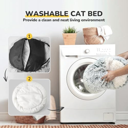 CATISM Cat Bed, Plush Hooded Cat Beds for Indoor Cats