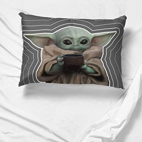 Star Wars Mandalorian Baby Yoda Grogu Kids Pillowcase, Gray