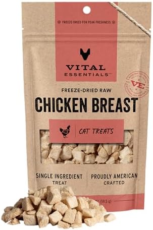 Vital Essentials Freeze Dried Cat Treats, Chicken Breast, 2.1 oz Bag